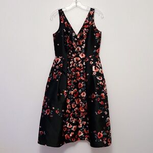 DONNA MORGAN Holiday Cocktail Formal NYE Midi Floral Tea Dress